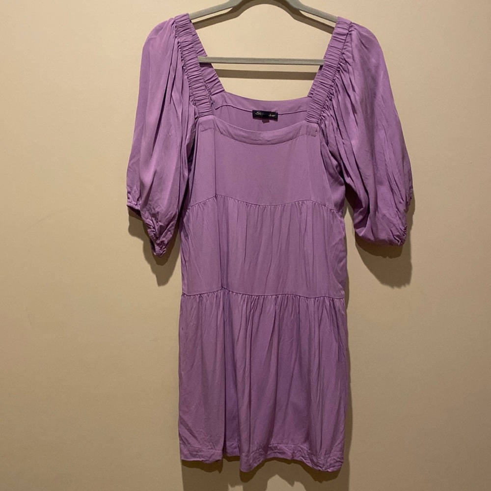 Square neck mid sleeve dress
